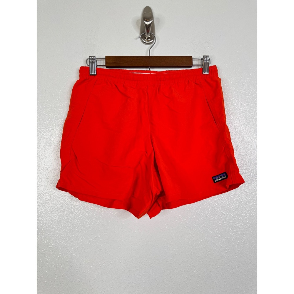 Patagonia Baggies Shorts Mens Small Orange Recycled Nylon 5 Inch Inseam P-6 Logo